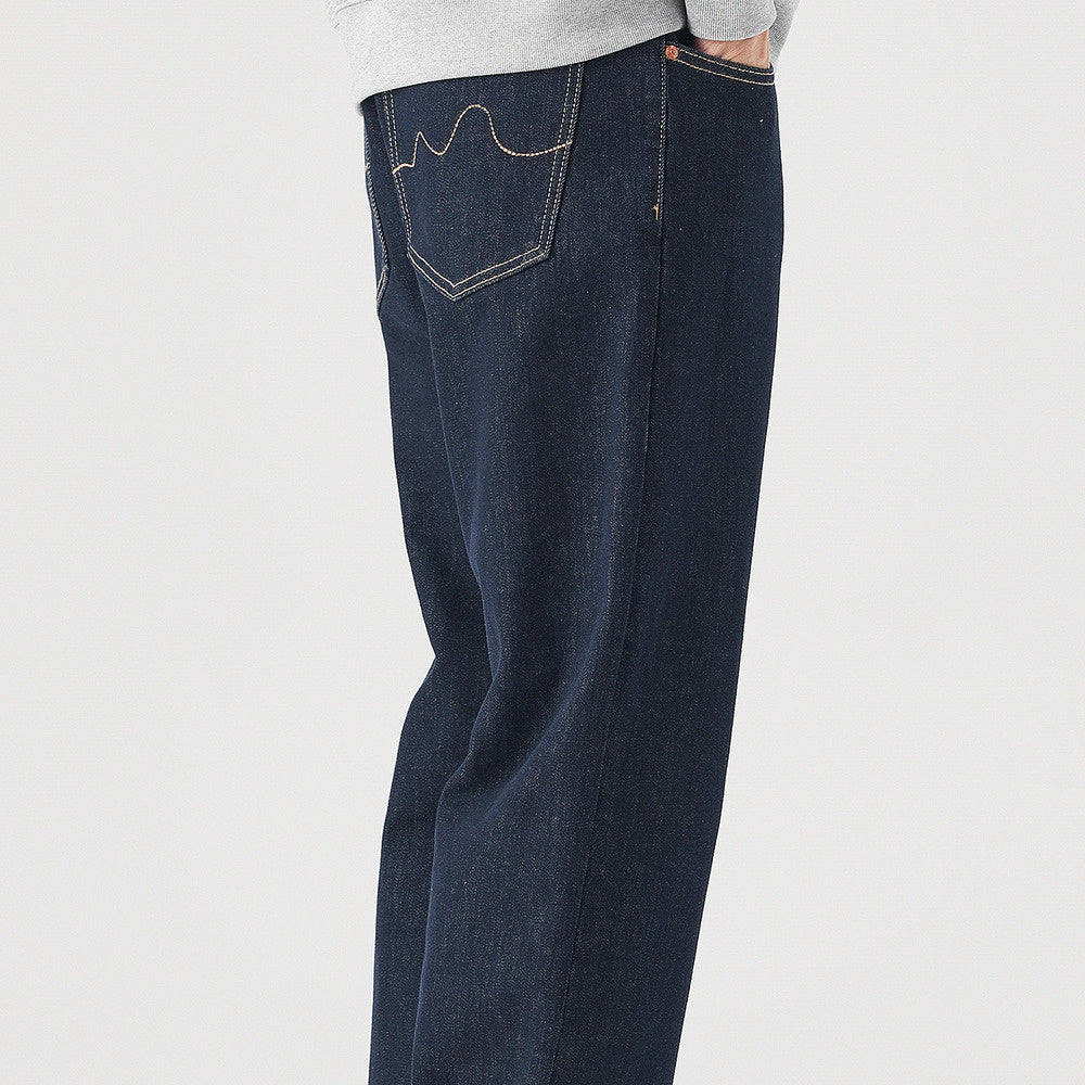 春夏新款原色丹寧彈力直筒牛仔褲男美式潮牌寬松休閑長褲