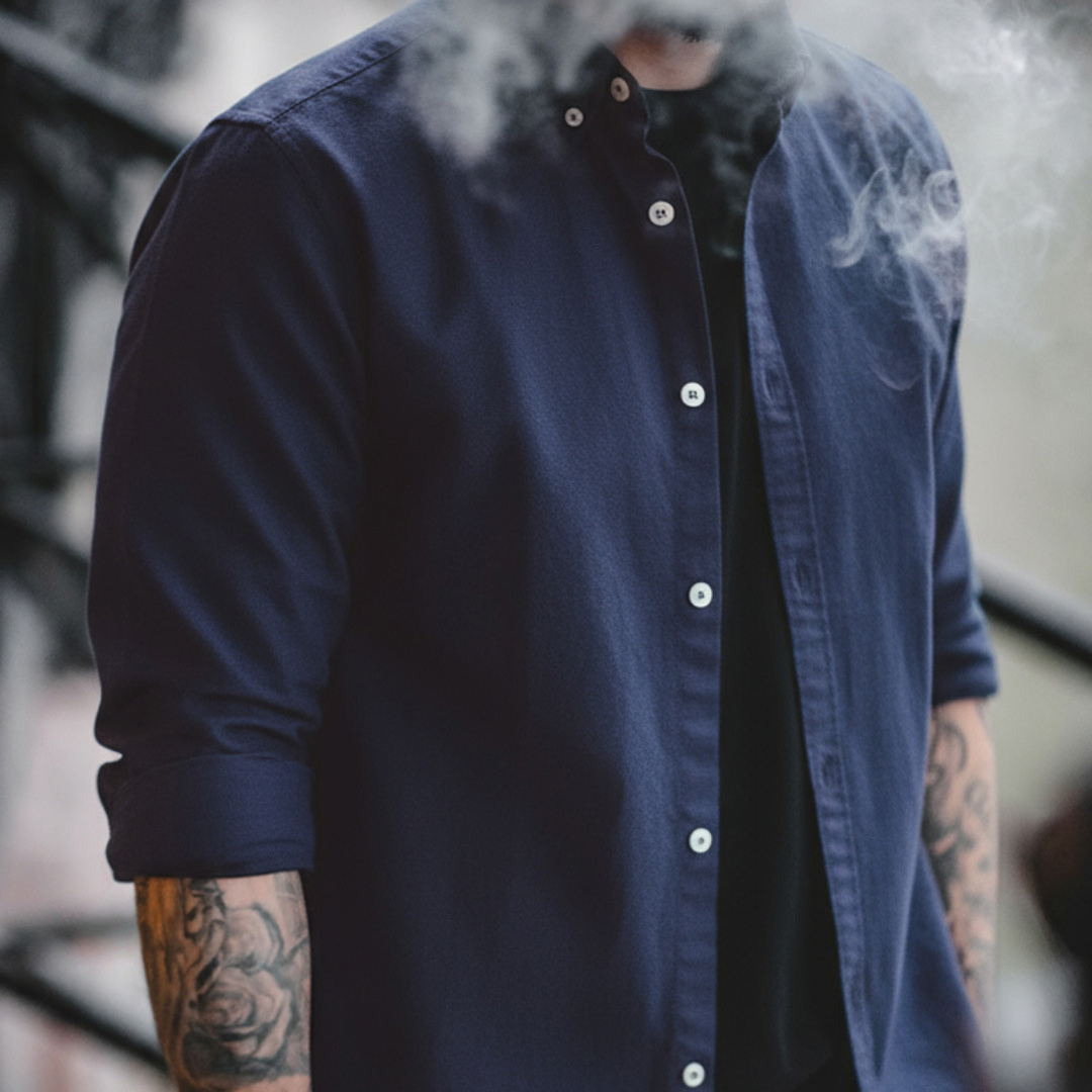 美式休閒純色牛津紡襯衫長袖外套純棉牛津布薄款襯衣男秋