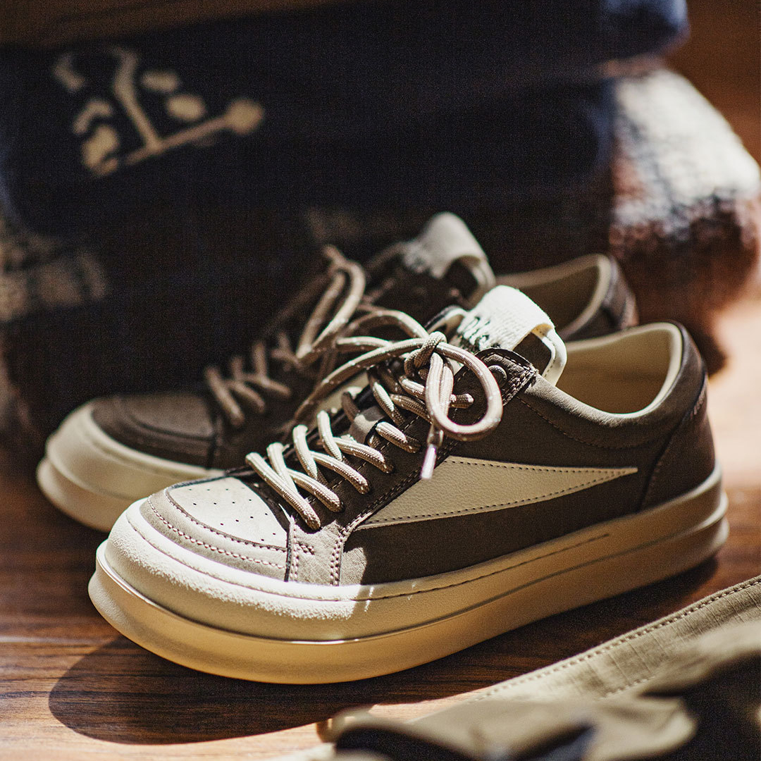 秋季新款男士復古RO美式高街板鞋厚底增高棕色cleanfit休閒鞋