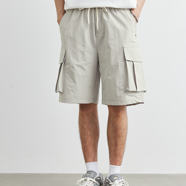 潮牌機能大口袋闊腿工裝短褲男山系戶外直筒寬鬆五分褲子