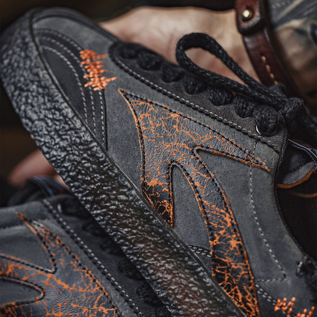 美式火山熔岩厚底板鞋黑色低幫爆裂紋潮流水晶底增高休閒鞋男