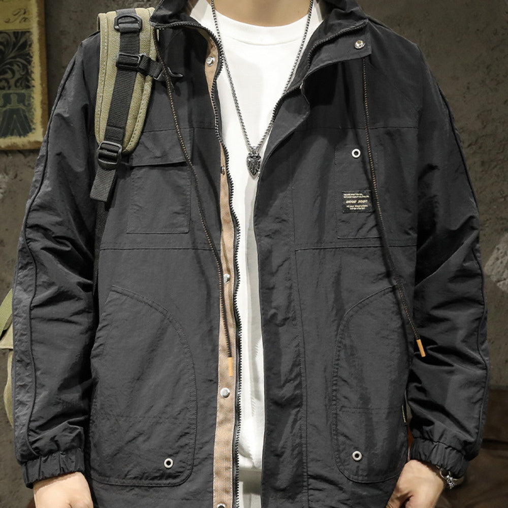 山系戶外復古潮牌翻領工裝夾克男士春秋季休閑沖鋒衣寬松外套