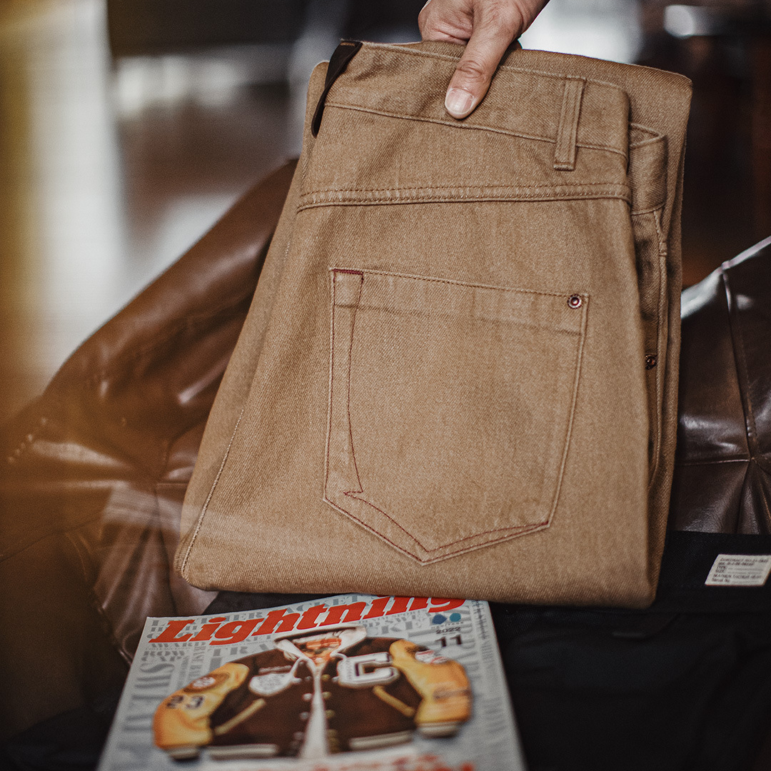 美式復古卡其色牛仔褲美拉德直筒休閒天絲萊賽爾褲子男秋