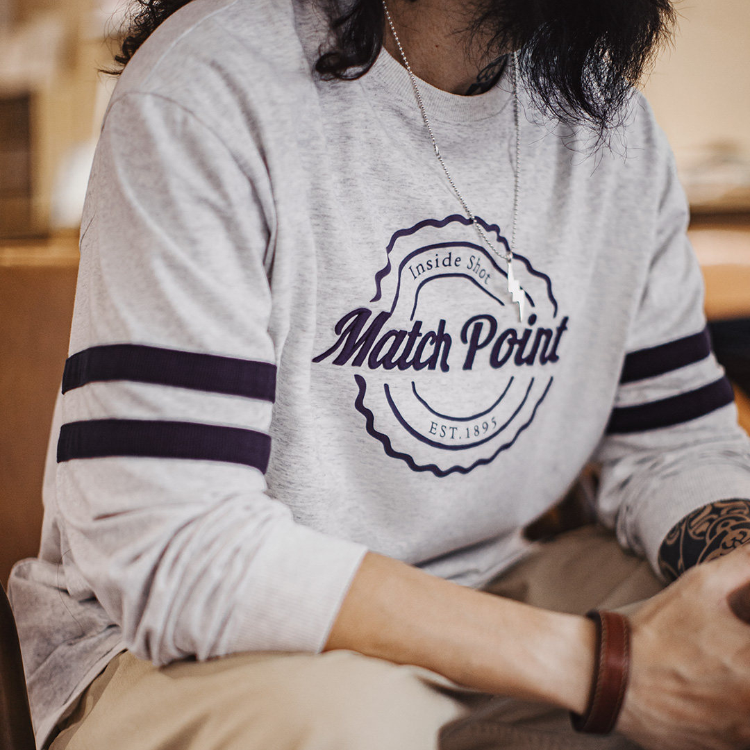 美式條紋刺繡圓領衛衣灰色薄款正肩無帽通勤長袖T恤男春