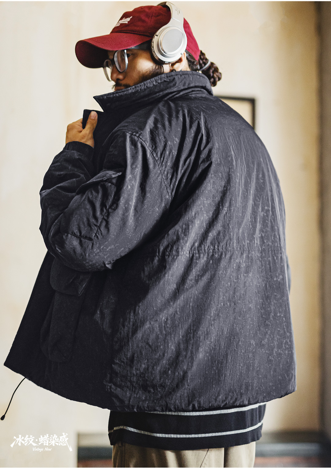 美式復古仿蠟染M65獵裝夾克立領保暖硬漢棉服外套男秋冬