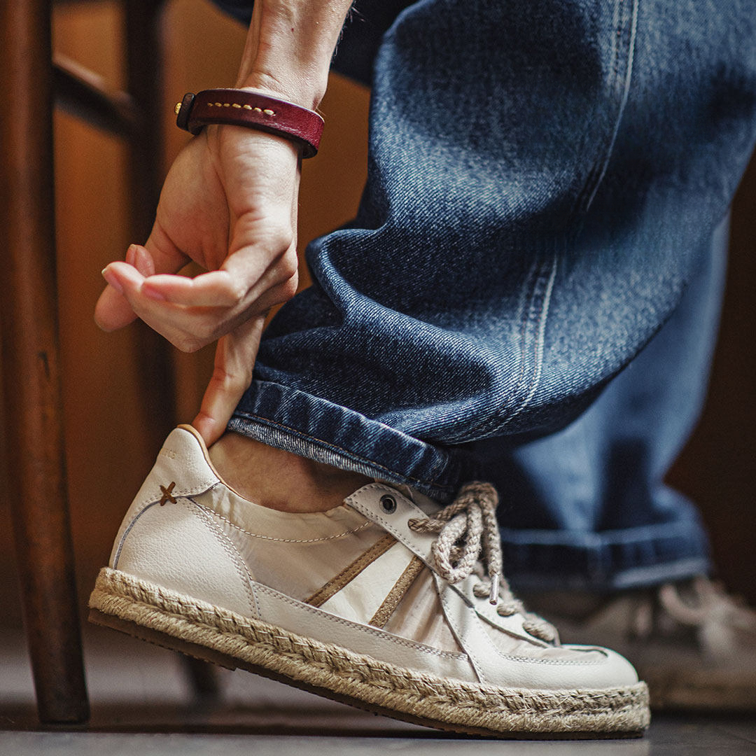 草編德訓鞋新款春夏季休閒透氣布鞋潮薄款板鞋半拖男士漁夫鞋