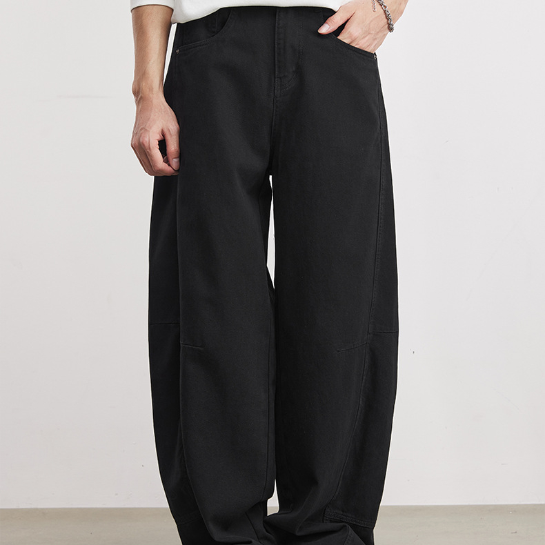 280g純棉立體剪裁休閒褲男士春季舒適百搭鬆緊腰闊腿褲長褲