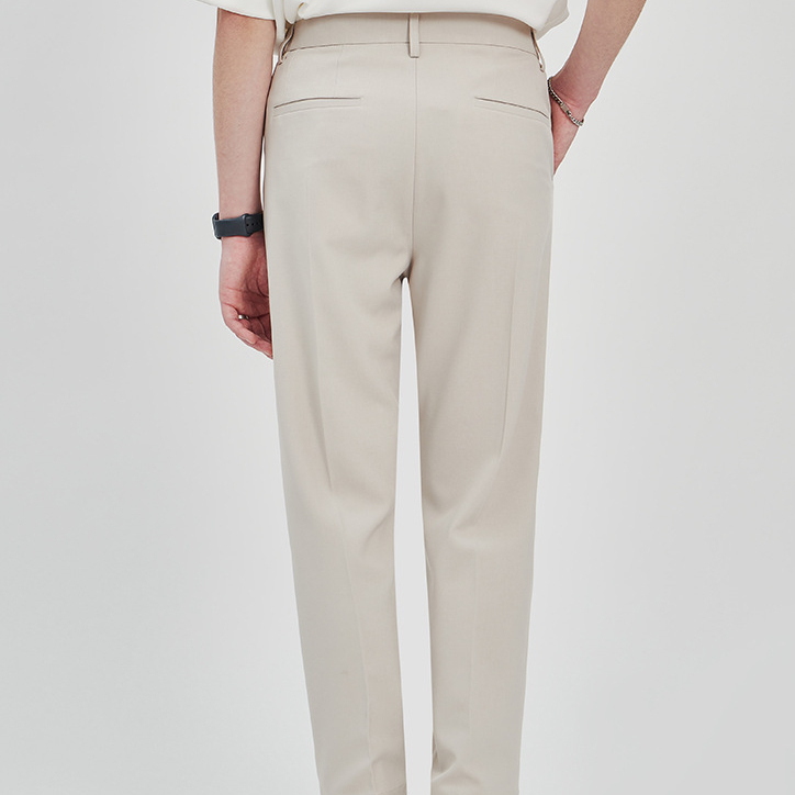 重磅男士休閒褲夏季新款抗皺梭織寬鬆直筒西褲九分褲