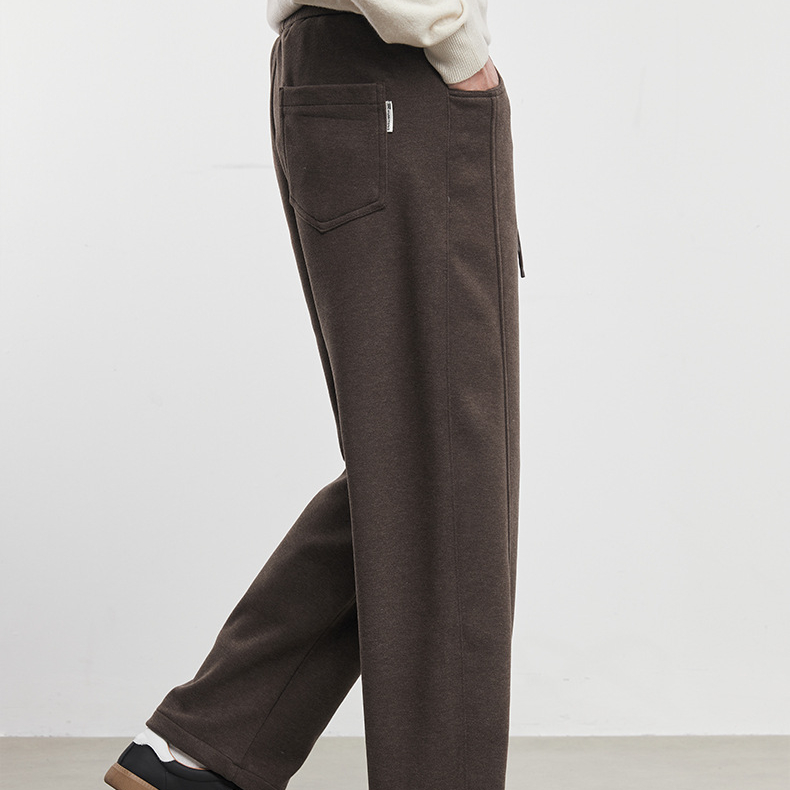 街角暖絨秋冬季寬鬆抽繩加絨休閒褲舒適運動簡約百搭長褲