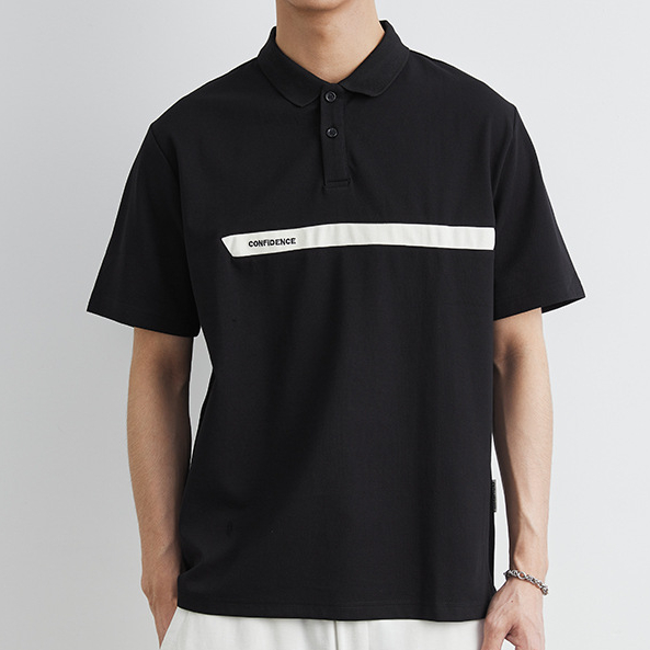 簡約短袖polo衫男夏季2025新款時尚拼接寬鬆休閒半袖t恤
