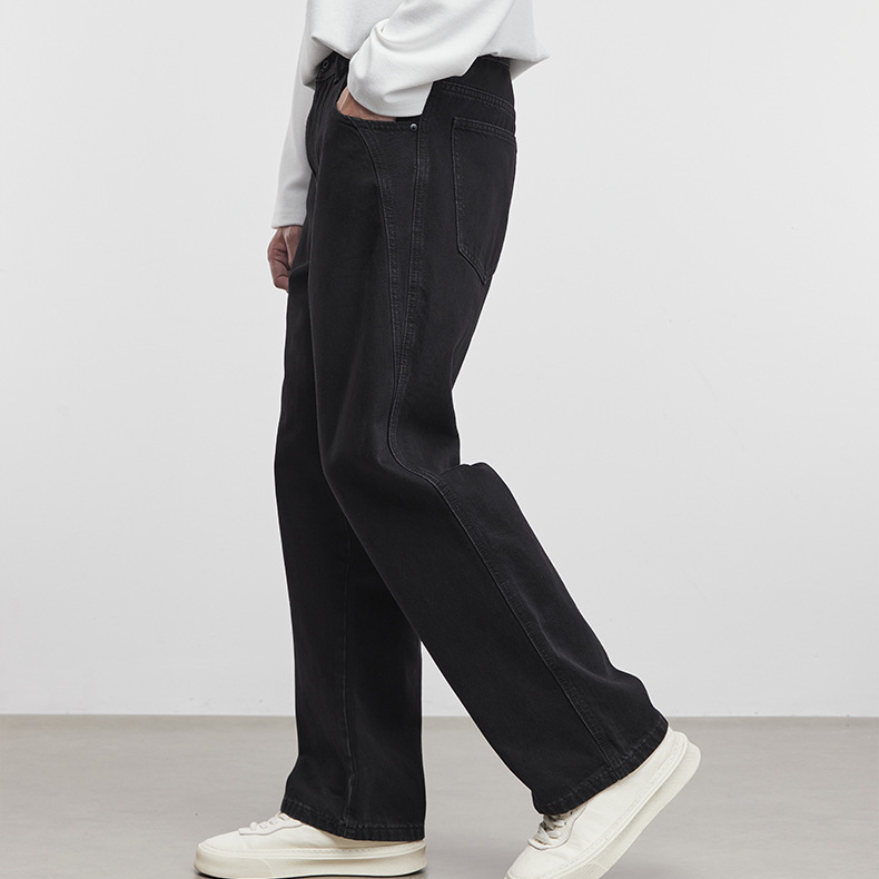幽裁高級感黑色直筒牛仔褲男秋季2025新款休閒褲子男褲子