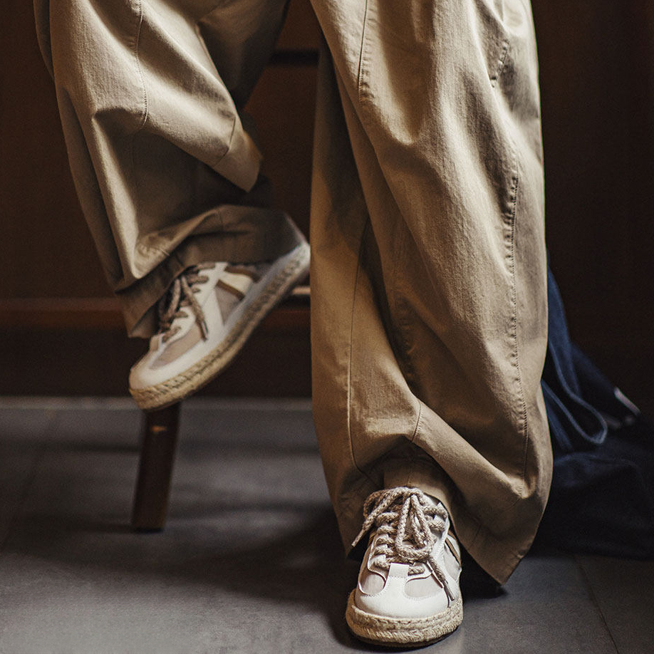 草編德訓鞋新款春夏季休閒透氣布鞋潮薄款板鞋半拖男士漁夫鞋