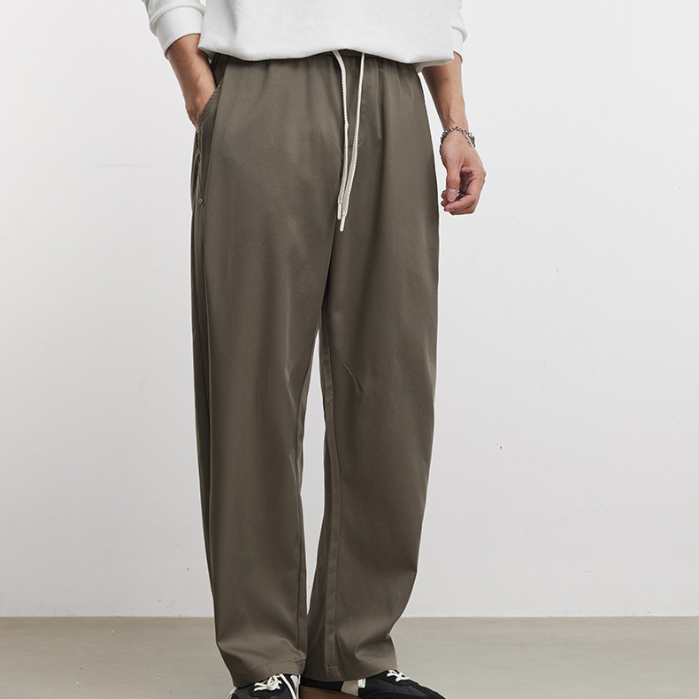 時尚萊賽爾天絲休閒褲男春秋季2026新款薄款梭織小直筒長褲子