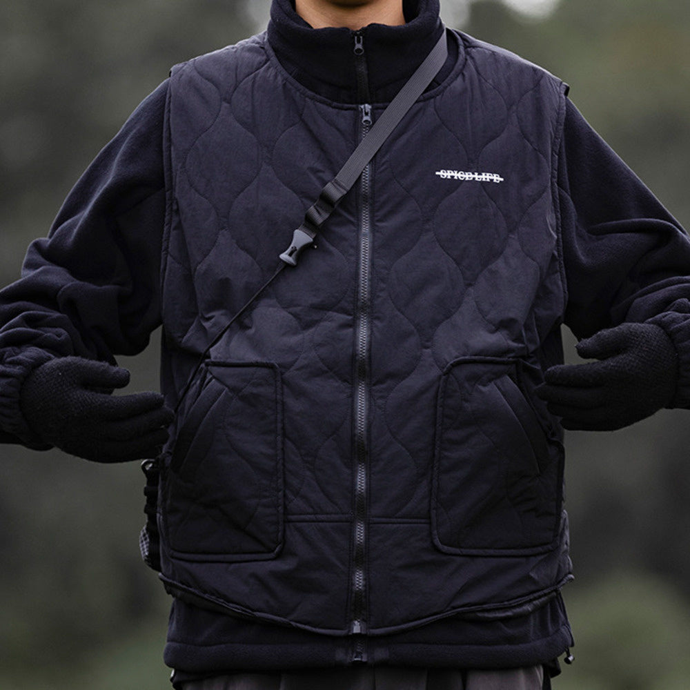 兩件套搖粒絨外套男冬季寬松可拆卸馬甲薄款立領棉衣潮