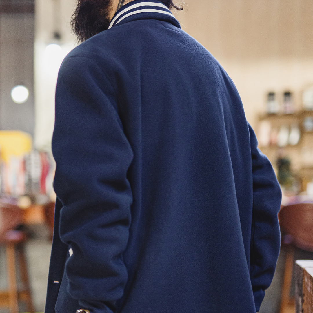 美式復古青果領開衫搖粒絨夾克保暖短款棒球服外套男秋冬