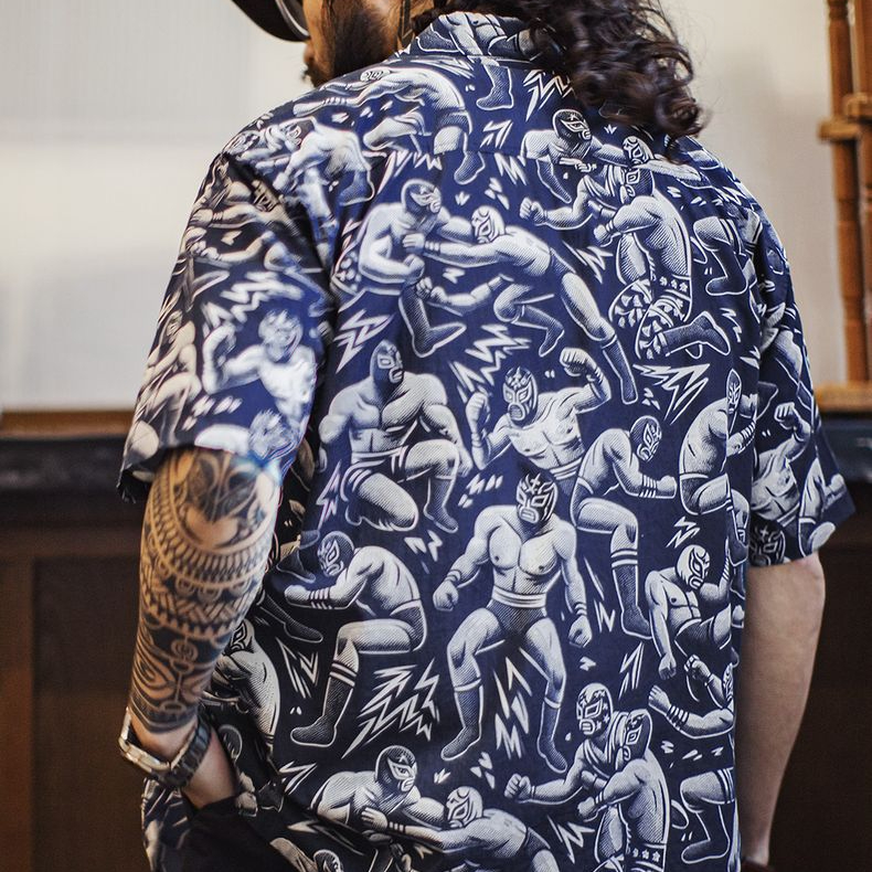 美式復古滿印花古巴領襯衫寬鬆夏威夷短袖襯衣外套男夏季