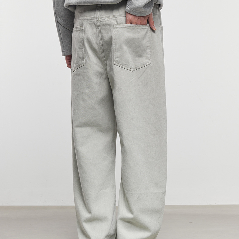 淺境彎刀休閒褲男士春秋季2025新款寬鬆直筒純棉闊腿褲子