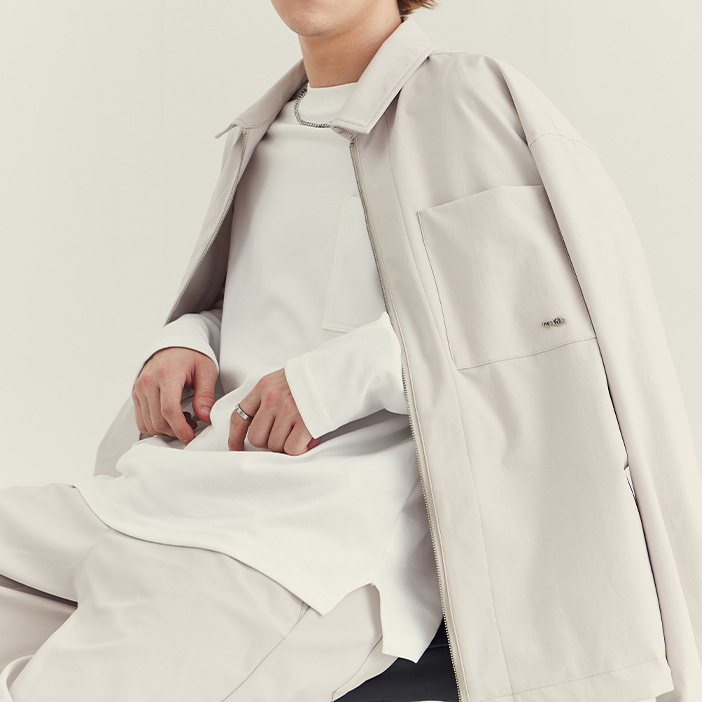 男士翻領夾克外套秋冬季新款高級感潮款寬鬆休閒抽繩外衣