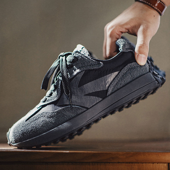 復古黑武士老爹鞋純黑色厚底減震運動休閒百搭鞋子男春季