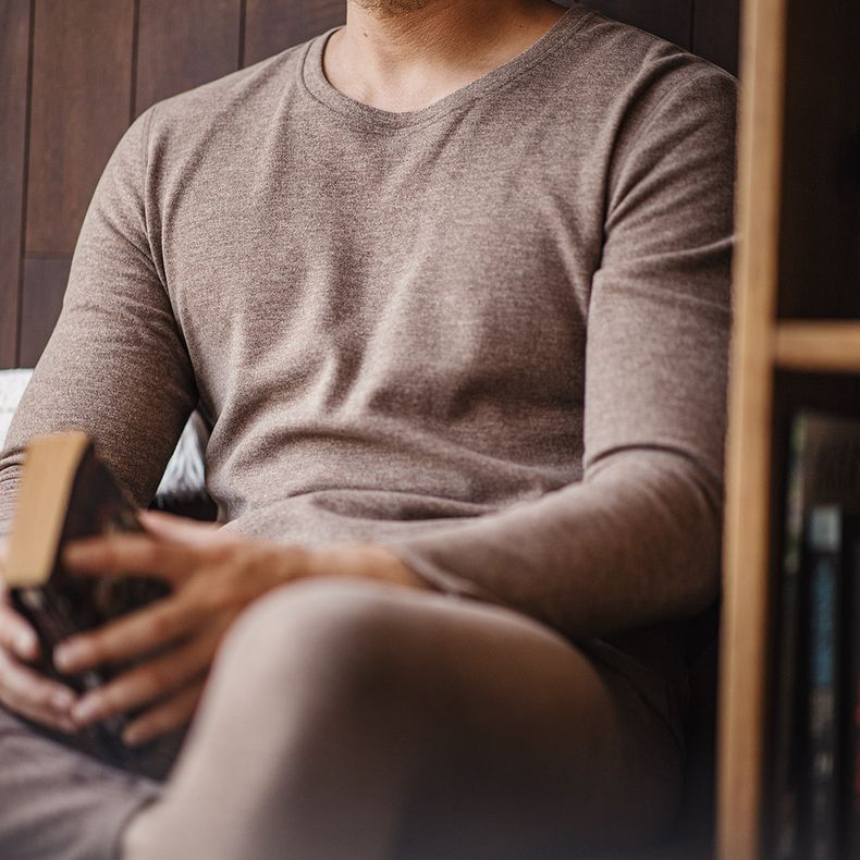 “燃元素”保暖內衣套裝花紗雙面磨絨打底衫秋衣褲男冬