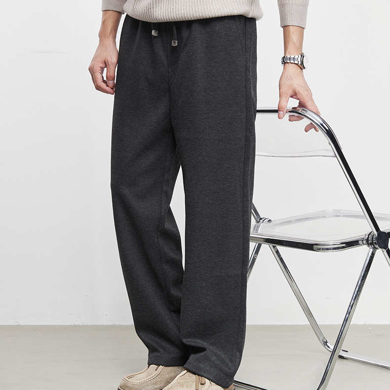 雅衡時尚加厚毛呢休閒褲男秋冬季2025新款顯瘦直筒長褲子