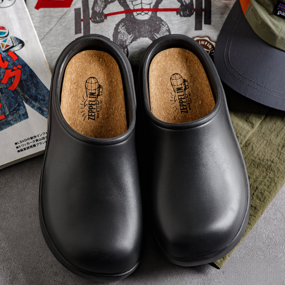 洞洞鞋男夏2025新款厚底廚師鞋涉水半包頭拖鞋戶外穿沙灘涼拖