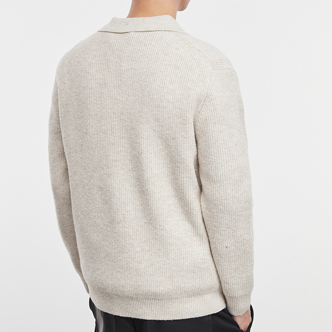 雅襟流光復古潮牌純色POLO領針織衫男秋季寬鬆套頭毛衣男