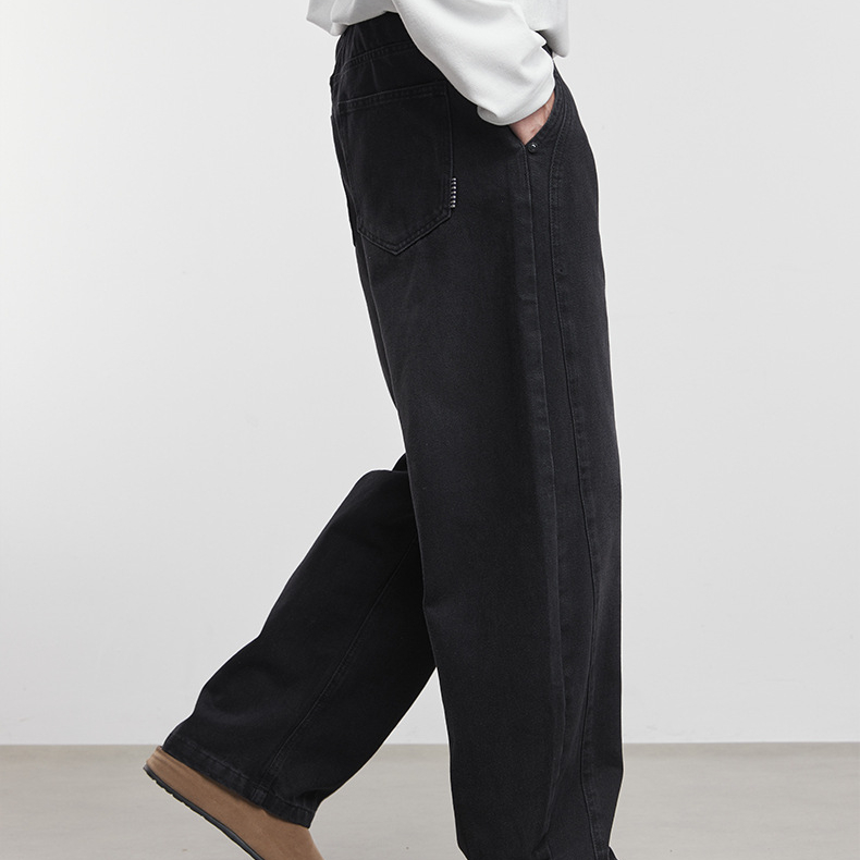 藍棱美式潮牌水洗做舊牛仔褲男秋季新款直筒寬鬆長褲子