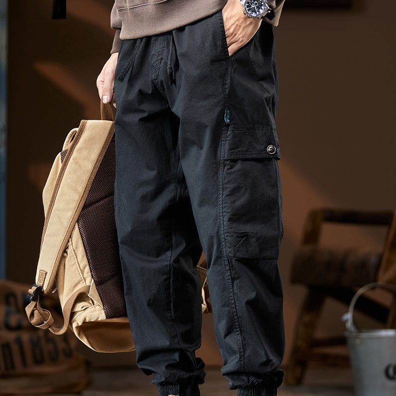 美式工裝褲夏季新款機能休閑束腳褲薄款男士褲