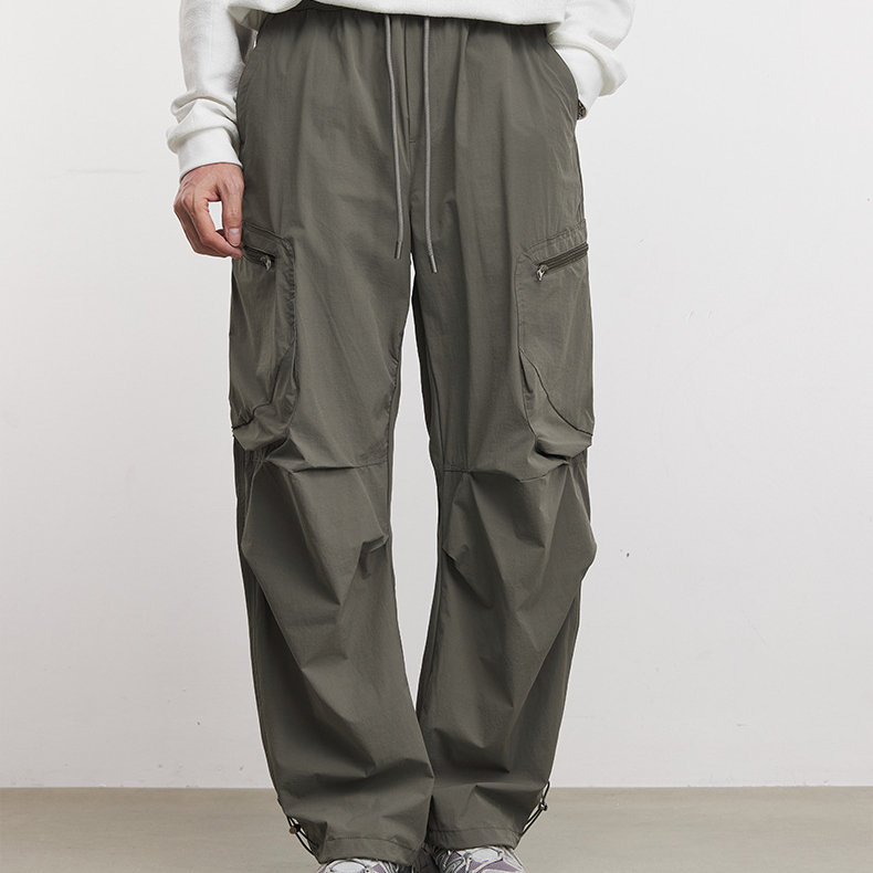 時尚吸汗速干休閒褲男春秋季2026新款戶外工裝褲薄款闊腿褲子