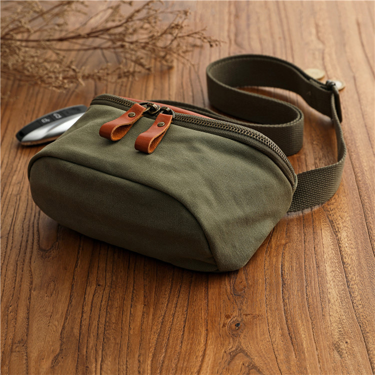 簡約小衆文藝街頭復古純棉帆布斜挎包男士手機包休閒大容量單肩包