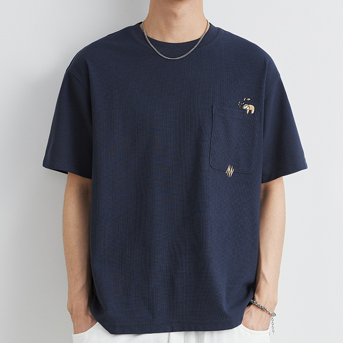 260g重磅華夫格圓領短袖t恤男夏季2025新款肌理感體恤潮