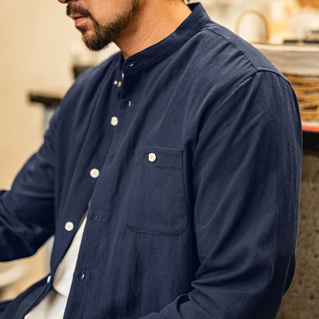 萊賽爾長袖襯衫天絲日系鬆弛感襯衣美式老錢風外套男士春