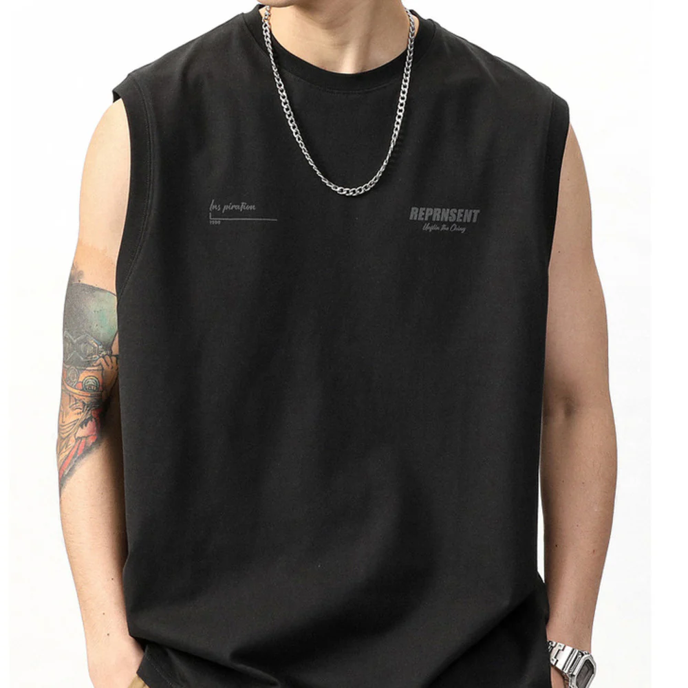 汗背心男款夏季健身痞帥新款無袖t恤圓領純棉潮