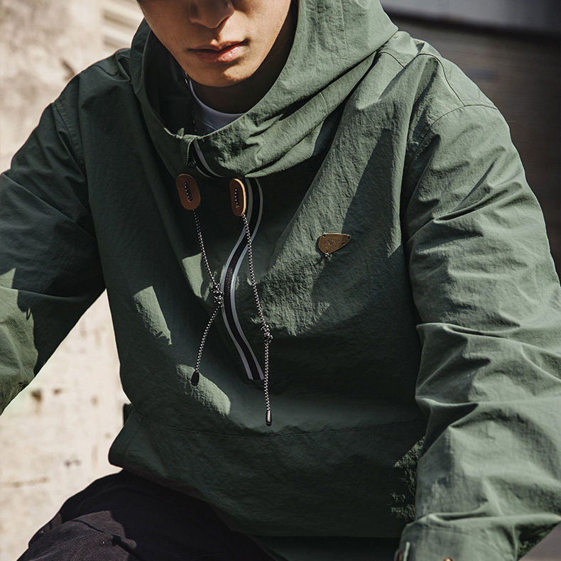 輕戶外機能防風軟殼連帽衛衣輕薄半拉鍊罩衫上衣外套春潮