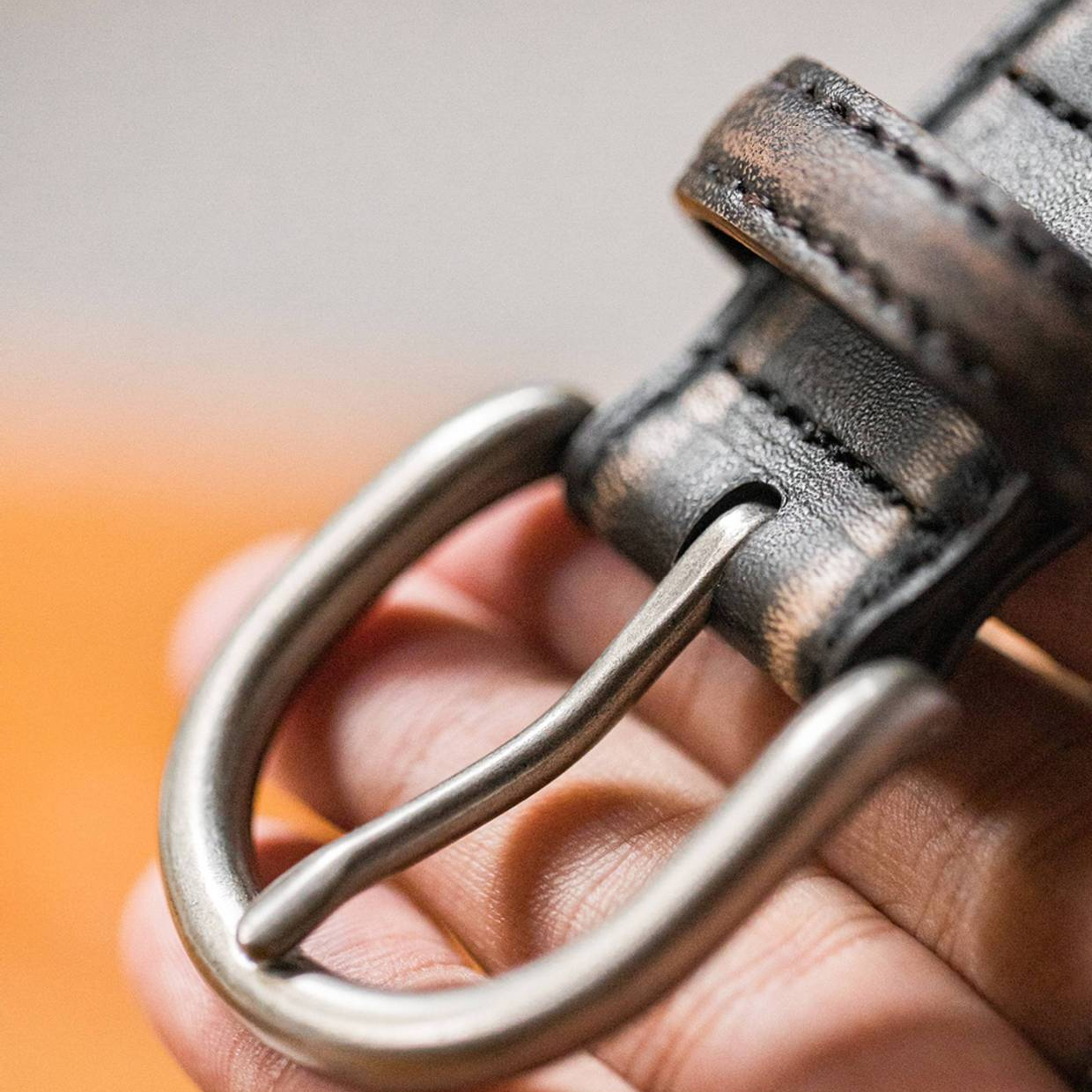 美式復古頭層植鞣牛皮帶腰帶單針真皮扣頭硬漢褲腰帶男款