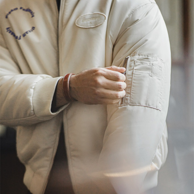 美式MA1飛行員夾克棉衣街頭風保暖bomber棒球服外套男秋