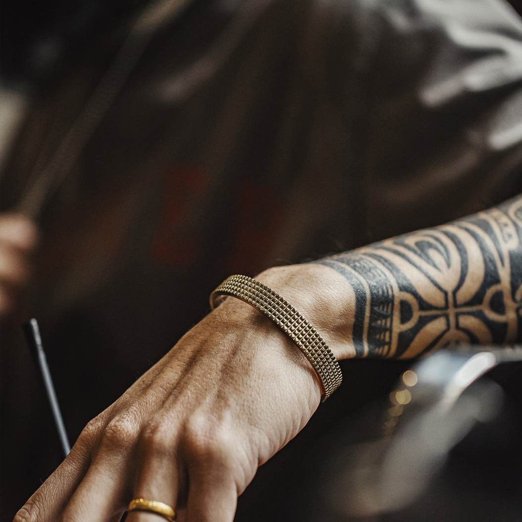 美式復古格瑞德紋半環式手鐲簡約開口白銅手環配飾品男女