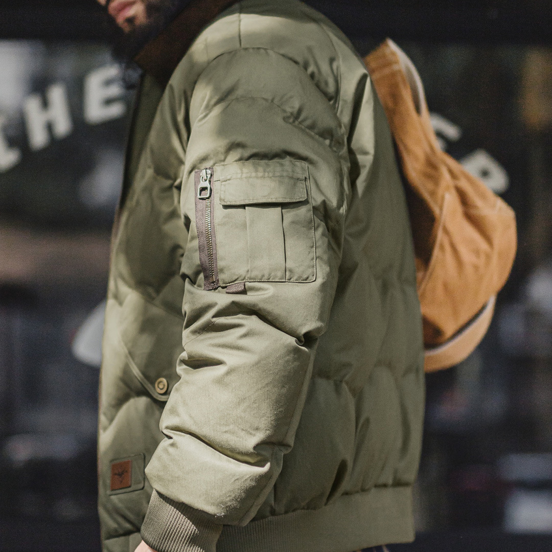 美式復古CWU45P飛行夾克短款翻領保暖轟炸機棉服外套男冬