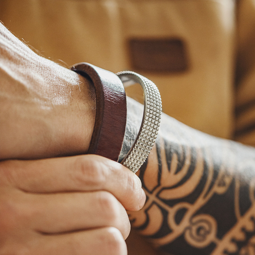 美式復古格瑞德紋半環式手鐲簡約開口白銅手環配飾品男女