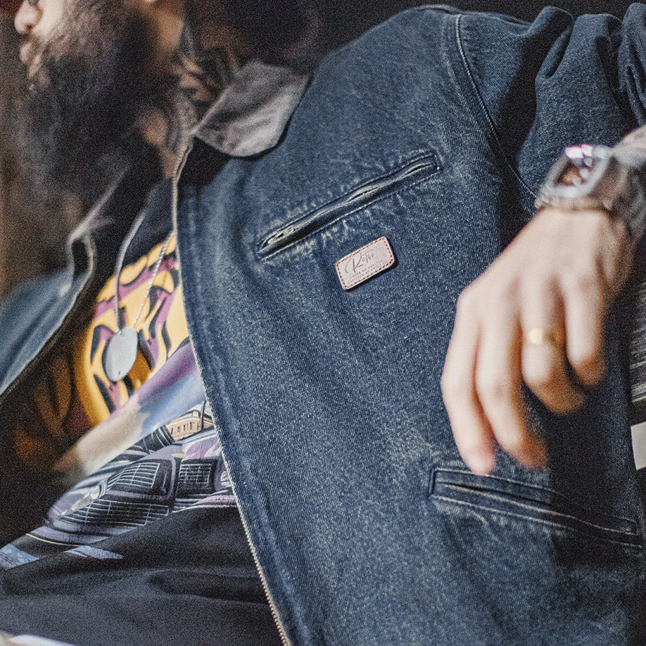 美式復古牛仔底特律夾克水洗做舊短款休閒翻領外套男款春