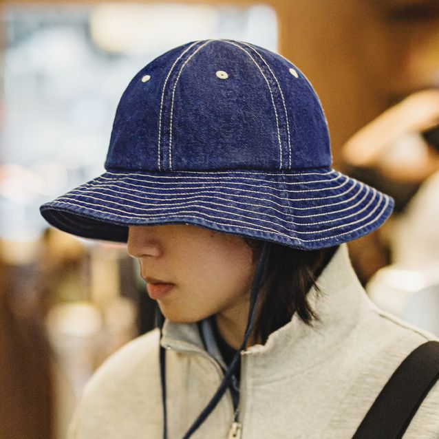 美式復古丹寧牛仔漁夫帽寬帽檐咔嘰圓頂遮陽帽盆帽男女