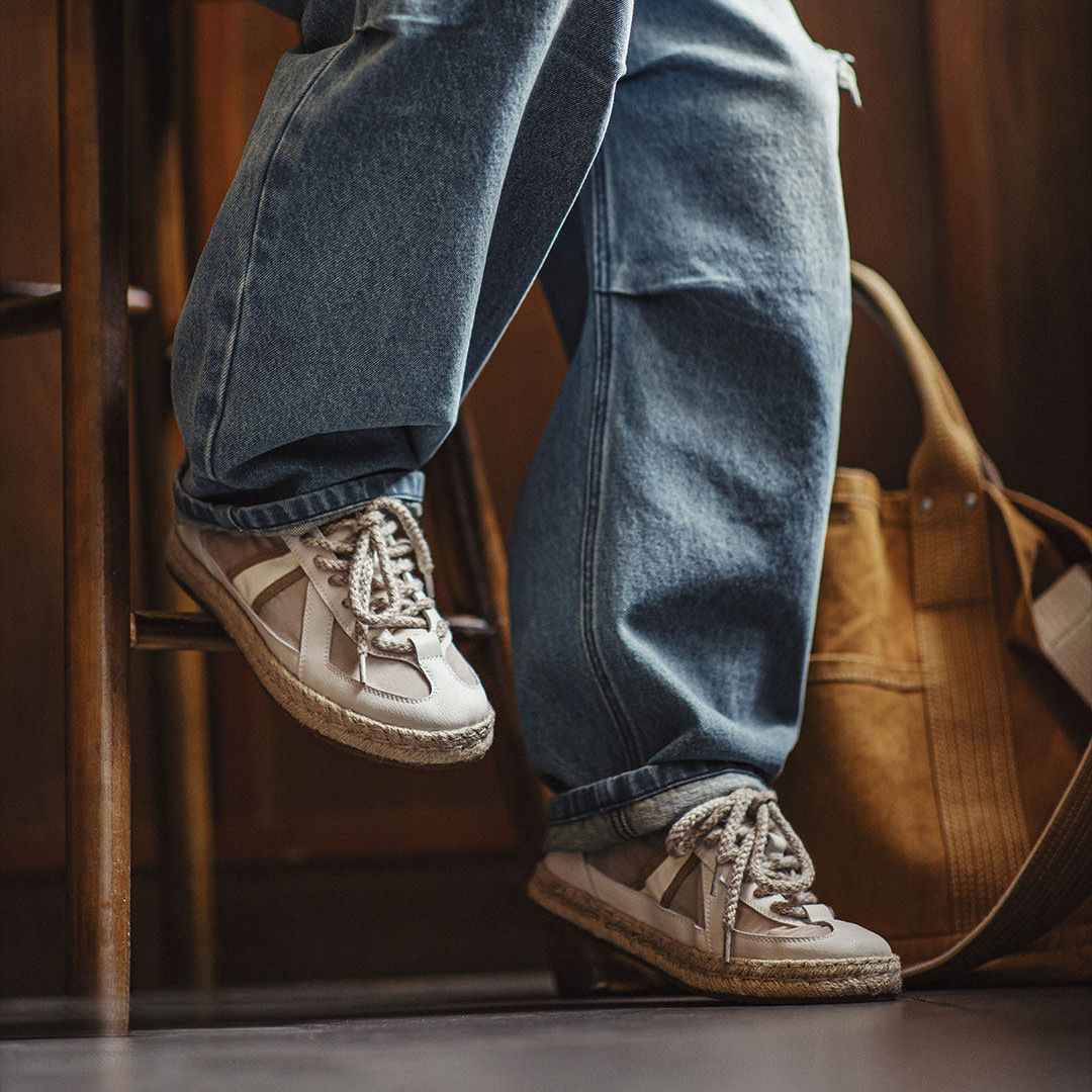 草編德訓鞋新款春夏季休閒透氣布鞋潮薄款板鞋半拖男士漁夫鞋