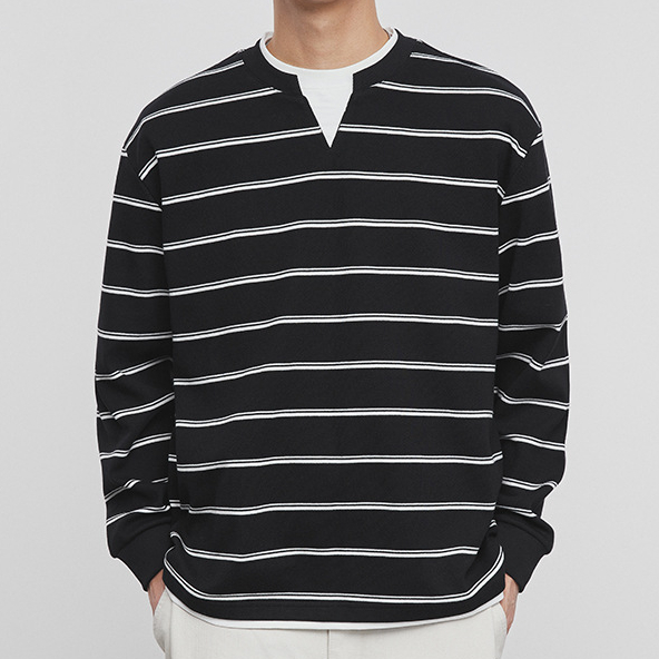 320g重磅假兩件條紋衛衣男士春秋季2025新款寬鬆長袖上衣