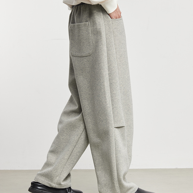 格序加厚格紋腰頭抽繩運動休閒褲冬季美式針織寬鬆長褲