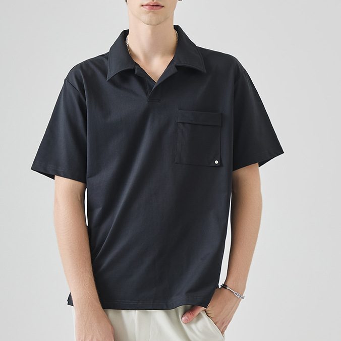 商務休閒短袖POLO衫男士夏季薄款高級感百搭翻領上衣工服