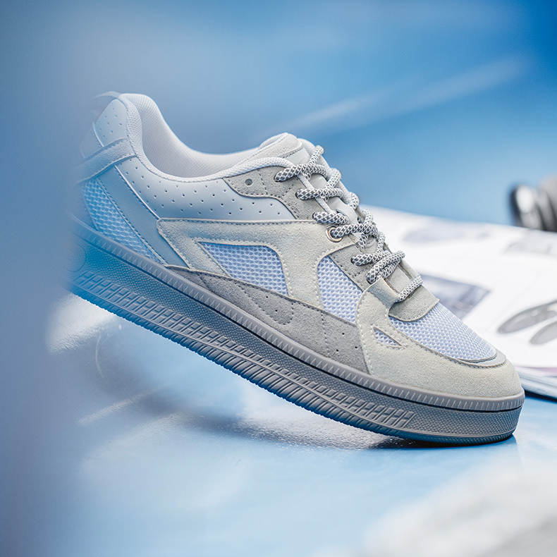 海鹽藍厚底板鞋男春夏透氣網面拼接少年感Cleanfit運動休閒鞋