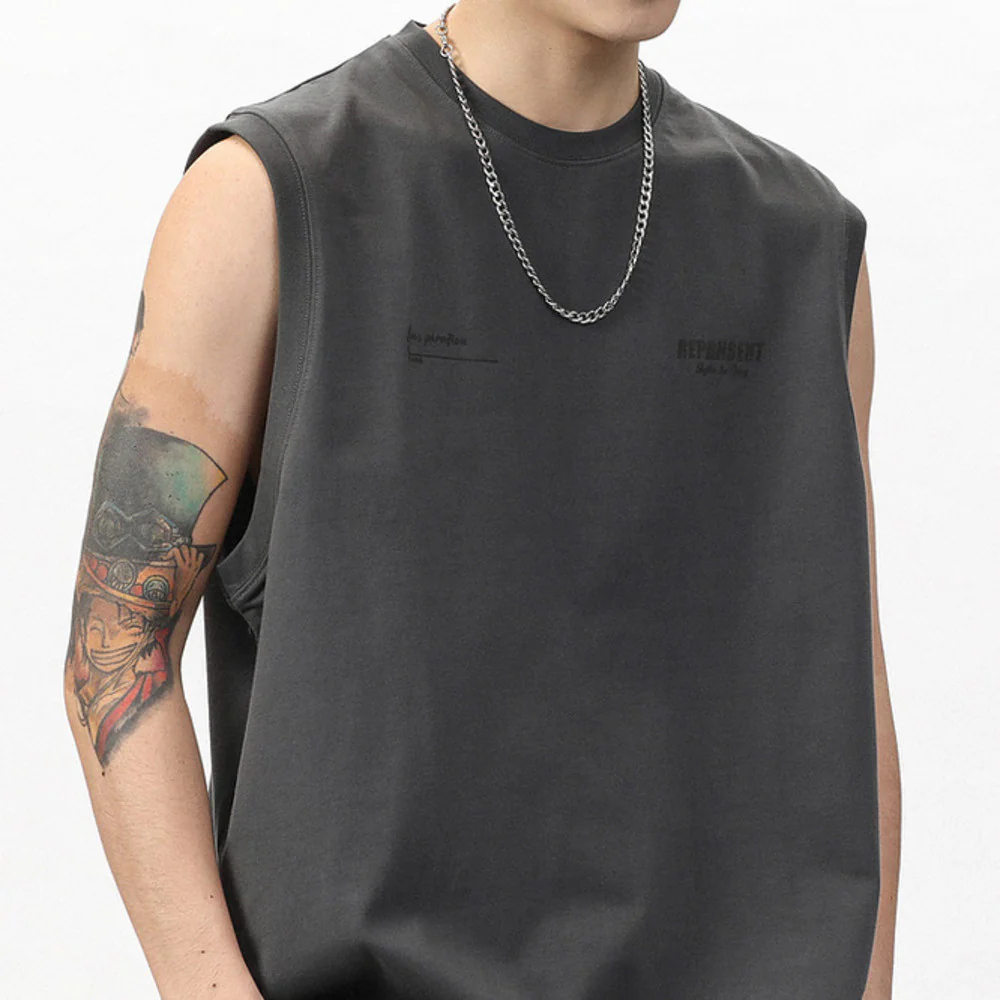 汗背心男款夏季健身痞帥新款無袖t恤圓領純棉潮