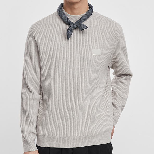 圓領淨暖豎條紋針織衫男冬季2025新款潮流加厚冬裝打底衫