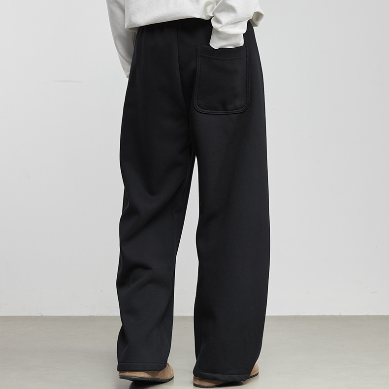 暖砂420g重磅加絨抽繩休閒褲冬季男純色保暖簡約百搭衛褲